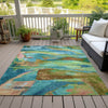 Piper Looms Chantille Abstract ACN2040 Teal Machine Washable Area Rug Outdoor Lifestyle Image Feature