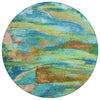 Piper Looms Chantille Abstract ACN2040 Teal Machine Washable Area Rug Round Main Image