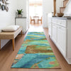 Piper Looms Chantille Abstract ACN2040 Teal Machine Washable Area Rug Runner Lifestyle Image Feature