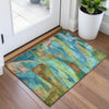 Piper Looms Chantille Abstract ACN2040 Teal Machine Washable Area Rug Scatter Lifestyle Image Feature