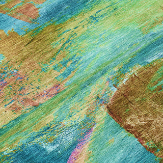 Piper Looms Chantille Abstract ACN2040 Teal Machine Washable Area Rug Swatch Image