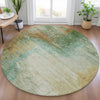 Piper Looms Chantille Abstract ACN2041 Aloe Machine Washable Area Rug Round Lifestyle Image Feature