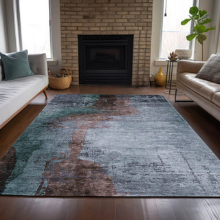 Piper Looms Chantille Abstract ACN2041 Blue Machine Washable Area Rug Lifestyle Image Feature