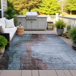 Piper Looms Chantille Abstract ACN2041 Blue Machine Washable Area Rug Outdoor Lifestyle Image Feature