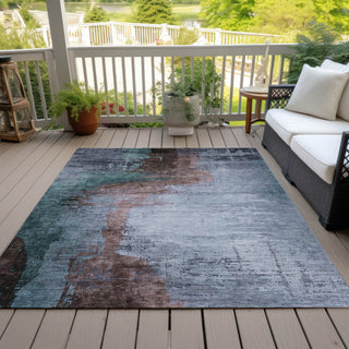 Piper Looms Chantille Abstract ACN2041 Blue Machine Washable Area Rug Outdoor Lifestyle Image Feature