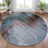 Piper Looms Chantille Abstract ACN2041 Blue Machine Washable Area Rug Round Lifestyle Image Feature