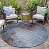 Piper Looms Chantille Abstract ACN2041 Blue Machine Washable Area Rug Round Outdoor Lifestyle Image Feature