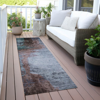 Piper Looms Chantille Abstract ACN2041 Blue Machine Washable Area Rug Runner Outdoor Lifestyle Image Feature