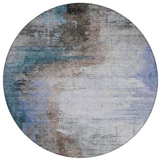 Piper Looms Chantille Abstract ACN2041 Brown Machine Washable Area Rug Round Main Image