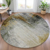 Piper Looms Chantille Abstract ACN2041 Chocolate Machine Washable Area Rug Round Lifestyle Image Feature