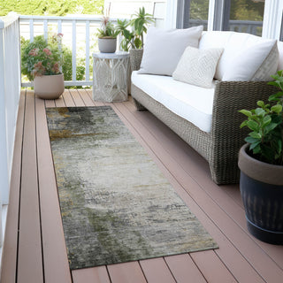 Piper Looms Chantille Abstract ACN2041 Chocolate Machine Washable Area Rug Runner Outdoor Lifestyle Image Feature