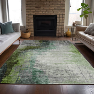 Piper Looms Chantille Abstract ACN2041 Green Machine Washable Area Rug Lifestyle Image Feature
