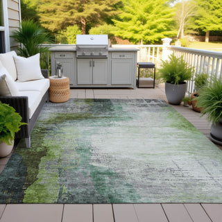 Piper Looms Chantille Abstract ACN2041 Green Machine Washable Area Rug Outdoor Lifestyle Image Feature