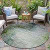 Piper Looms Chantille Abstract ACN2041 Green Machine Washable Area Rug Round Outdoor Lifestyle Image Feature