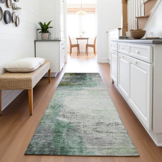 Piper Looms Chantille Abstract ACN2041 Green Machine Washable Area Rug Runner Lifestyle Image Feature