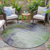 Piper Looms Chantille Abstract ACN2041 Plum Machine Washable Area Rug Round Outdoor Lifestyle Image Feature
