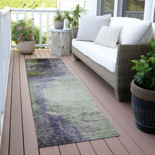 Piper Looms Chantille Abstract ACN2041 Plum Machine Washable Area Rug Runner Outdoor Lifestyle Image Feature