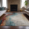 Piper Looms Chantille Abstract ACN2041 Teal Machine Washable Area Rug Lifestyle Image Feature