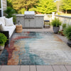 Piper Looms Chantille Abstract ACN2041 Teal Machine Washable Area Rug Outdoor Lifestyle Image Feature
