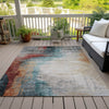 Piper Looms Chantille Abstract ACN2041 Teal Machine Washable Area Rug Outdoor Lifestyle Image Feature