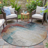 Piper Looms Chantille Abstract ACN2041 Teal Machine Washable Area Rug Round Outdoor Lifestyle Image Feature
