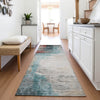 Piper Looms Chantille Abstract ACN2041 Teal Machine Washable Area Rug Runner Lifestyle Image Feature