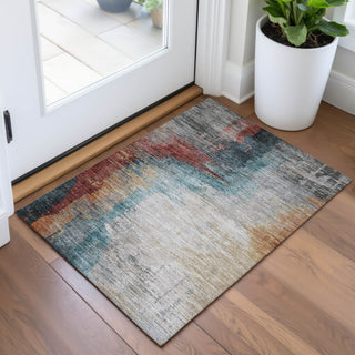 Piper Looms Chantille Abstract ACN2041 Teal Machine Washable Area Rug Scatter Lifestyle Image Feature