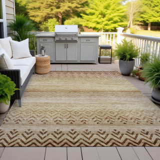 Piper Looms Chantille Geometric ACN2042 Beige Machine Washable Area Rug Outdoor Lifestyle Image Feature