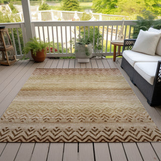 Piper Looms Chantille Geometric ACN2042 Beige Machine Washable Area Rug Outdoor Lifestyle Image Feature