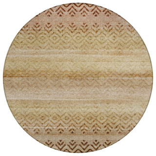 Piper Looms Chantille Geometric ACN2042 Beige Machine Washable Area Rug Round Main Image