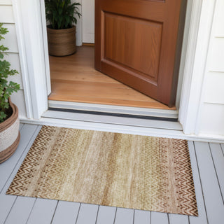 Piper Looms Chantille Geometric ACN2042 Beige Machine Washable Area Rug Scatter Outdoor Lifestyle Image Feature