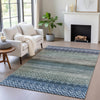 Piper Looms Chantille Geometric ACN2042 Blue Machine Washable Area Rug Lifestyle Image Feature