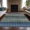 Piper Looms Chantille Geometric ACN2042 Blue Machine Washable Area Rug Lifestyle Image Feature