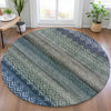 Piper Looms Chantille Geometric ACN2042 Blue Machine Washable Area Rug Round Lifestyle Image Feature