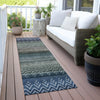 Piper Looms Chantille Geometric ACN2042 Blue Machine Washable Area Rug Runner Outdoor Lifestyle Image Feature