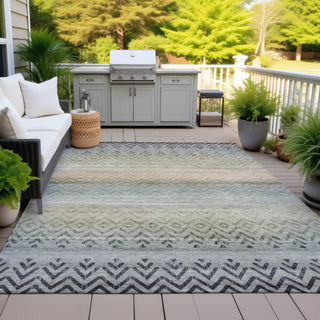 Piper Looms Chantille Geometric ACN2042 Gray Machine Washable Area Rug Outdoor Lifestyle Image Feature