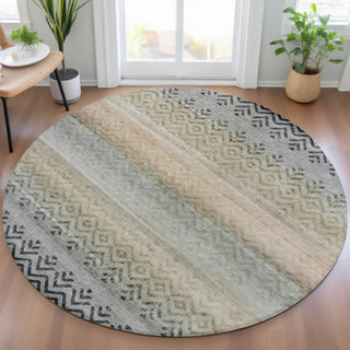 Piper Looms Chantille Geometric ACN2042 Gray Machine Washable Area Rug Round Lifestyle Image Feature