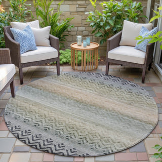 Piper Looms Chantille Geometric ACN2042 Gray Machine Washable Area Rug Round Outdoor Lifestyle Image Feature