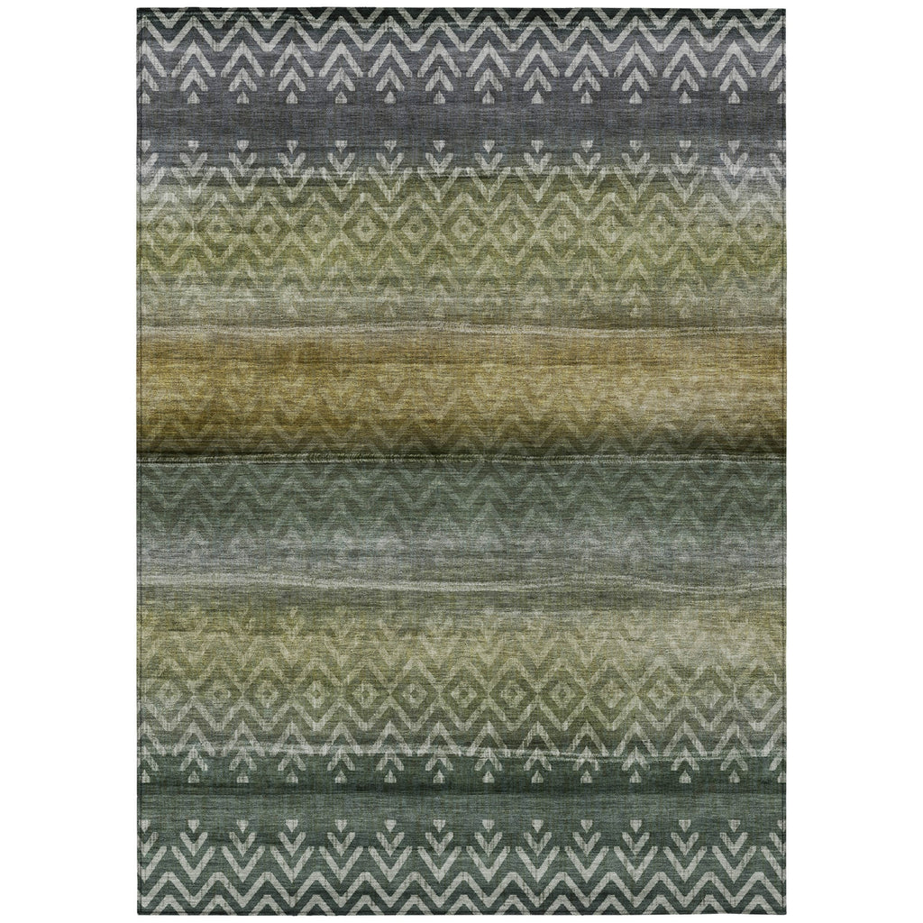 Piper Looms Chantille Geometric ACN2042 Green Machine Washable Area Rug main image