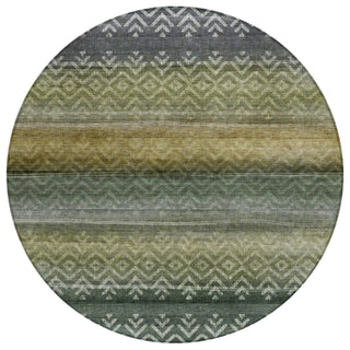 Piper Looms Chantille Geometric ACN2042 Green Machine Washable Area Rug Round Main Image