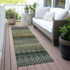Piper Looms Chantille Geometric ACN2042 Green Machine Washable Area Rug Runner Outdoor Lifestyle Image Feature