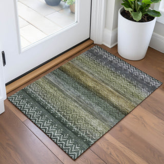 Piper Looms Chantille Geometric ACN2042 Green Machine Washable Area Rug Scatter Lifestyle Image Feature