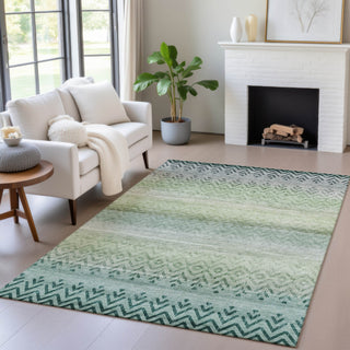 Piper Looms Chantille Geometric ACN2042 Teal Machine Washable Area Rug Lifestyle Image Feature