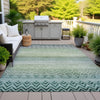 Piper Looms Chantille Geometric ACN2042 Teal Machine Washable Area Rug Outdoor Lifestyle Image Feature