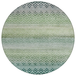Piper Looms Chantille Geometric ACN2042 Teal Machine Washable Area Rug Round Main Image