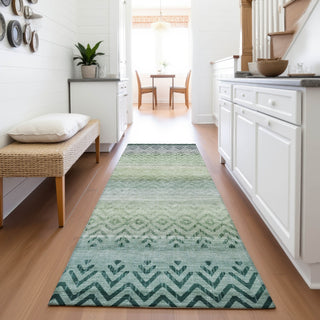 Piper Looms Chantille Geometric ACN2042 Teal Machine Washable Area Rug Runner Lifestyle Image Feature
