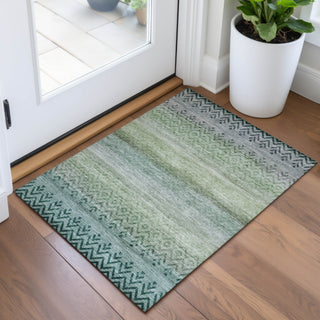 Piper Looms Chantille Geometric ACN2042 Teal Machine Washable Area Rug Scatter Lifestyle Image Feature