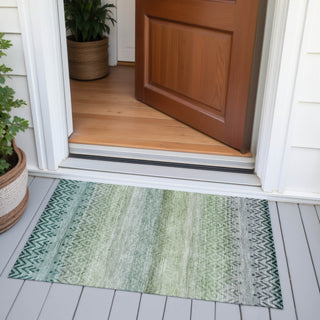 Piper Looms Chantille Geometric ACN2042 Teal Machine Washable Area Rug Scatter Outdoor Lifestyle Image Feature