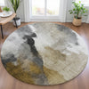 Piper Looms Chantille Abstract ACN2043 Brown Machine Washable Area Rug Round Lifestyle Image Feature