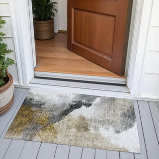 Piper Looms Chantille Abstract ACN2043 Brown Machine Washable Area Rug Scatter Outdoor Lifestyle Image Feature